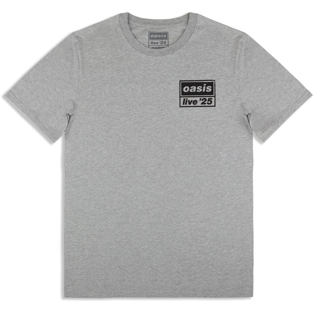 Oasis - Live 25 Distressed Lockup Pocket Mens Tshirt - Grey